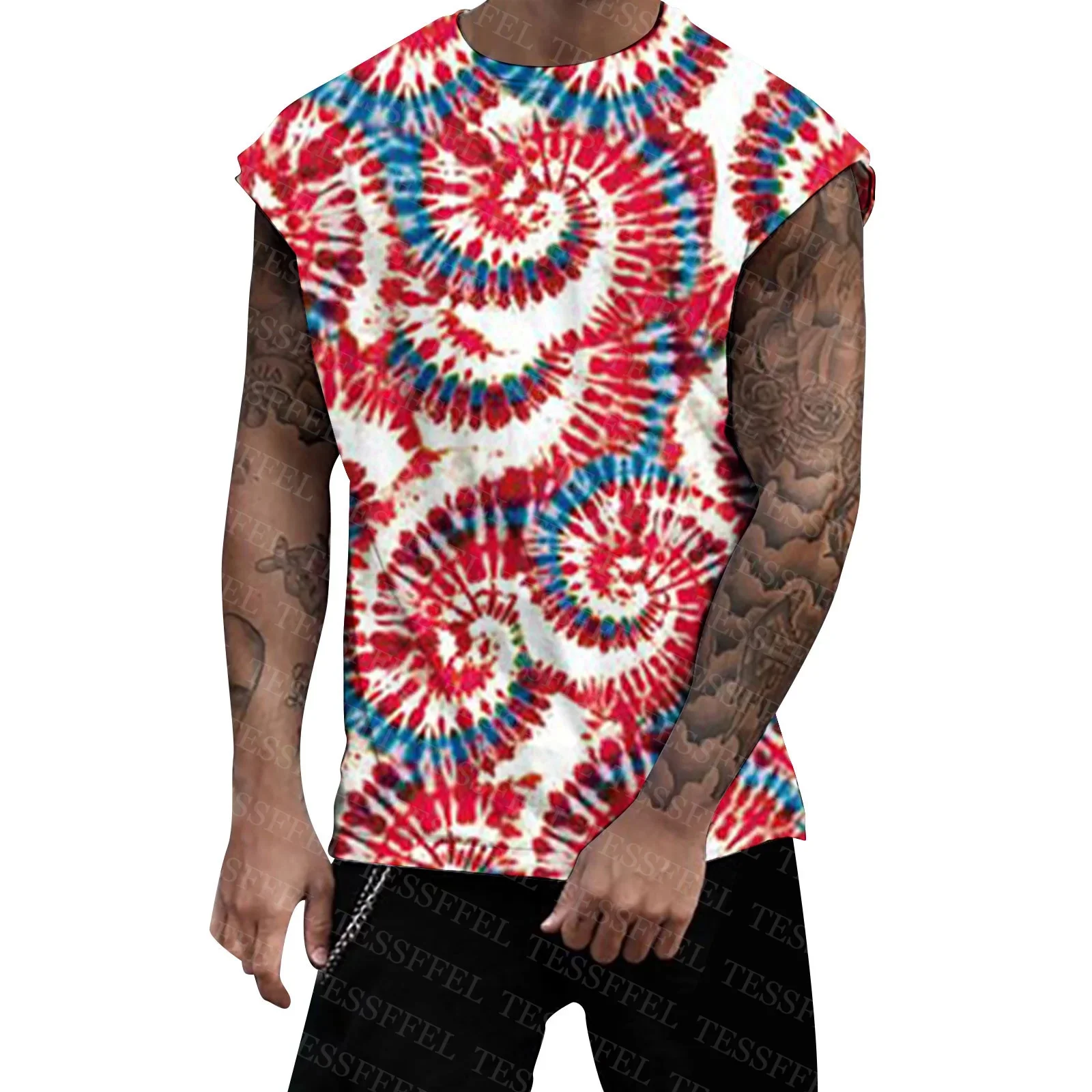 

NewFashion LGBT Graffiti Gay Men's Wide Shoulder Vest Tattoo Retro Vintage 3DPrint Summer Harajuku Casual Sleeveless Tank Top W3