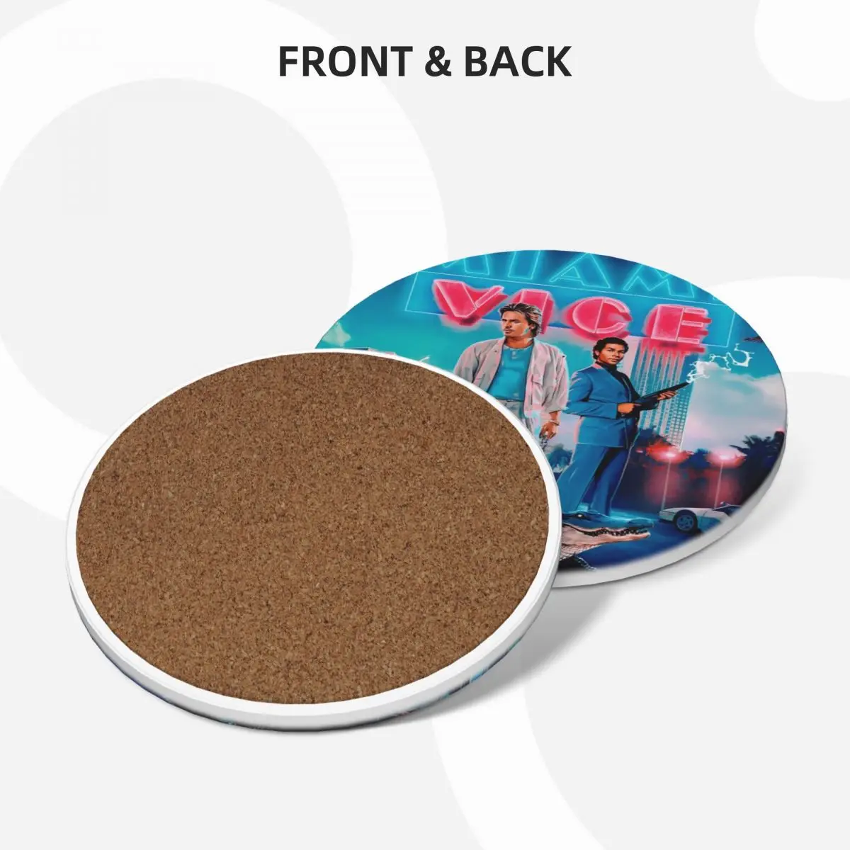 Miami Vice Forever V1 Ceramic Coasters (Set of 4) plate eat table custom Coasters