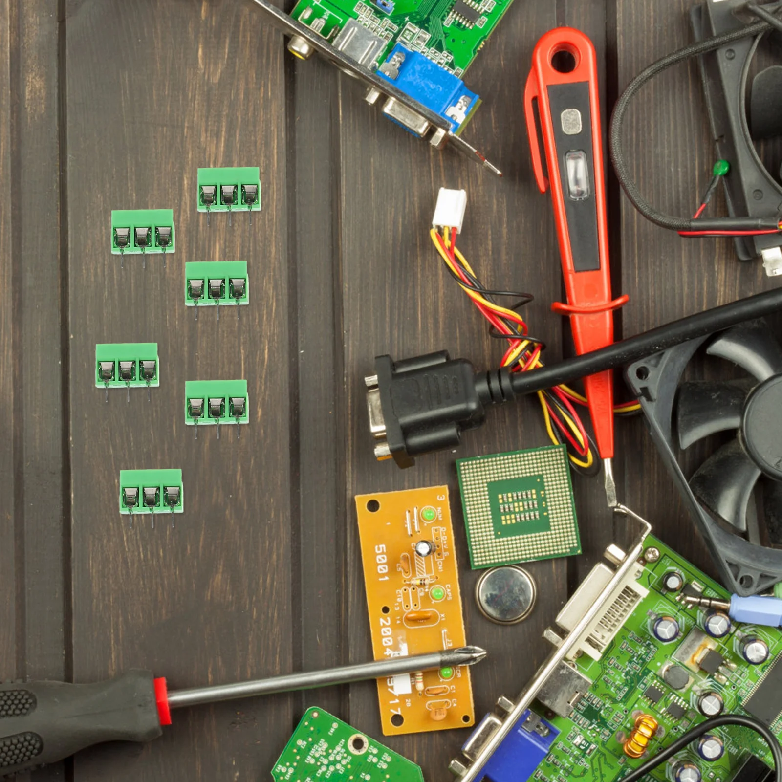 

50pcs 3 Pin Terminal Block Insulated Electrical Connector For Pcb Wiring Screw Type Quick Connect Compact Lightweight Straight