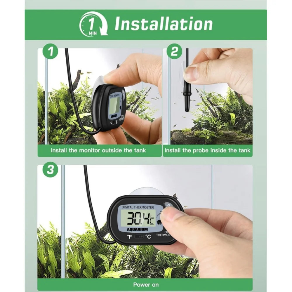 Digital LCD Aquarium Thermometer Waterproof Probe Fish Tank Water Temperature Sensor Reptile Terrarium Monitor