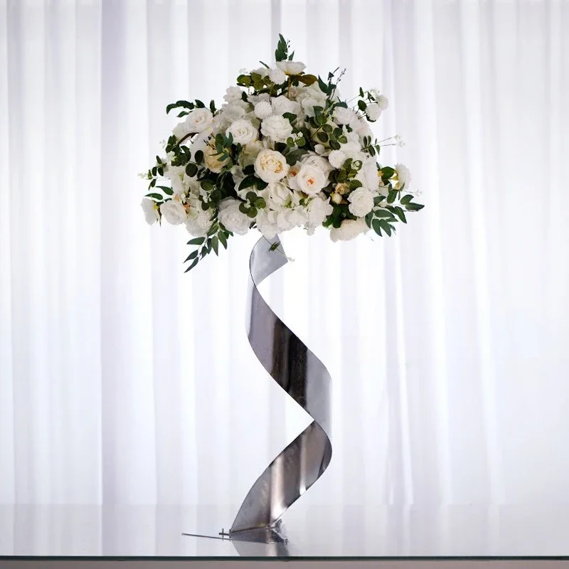 Fashion gold spiral flower stand wedding hall banquet hall road guide table decoration flower furniture home ornament
