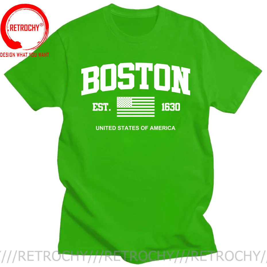 Boston EST. 1630 Street Letter T Shirt Men Summer Breathable T-Shirt Hip Hop Casual Cool Soft USA Urban Sports Harajuku Clothing