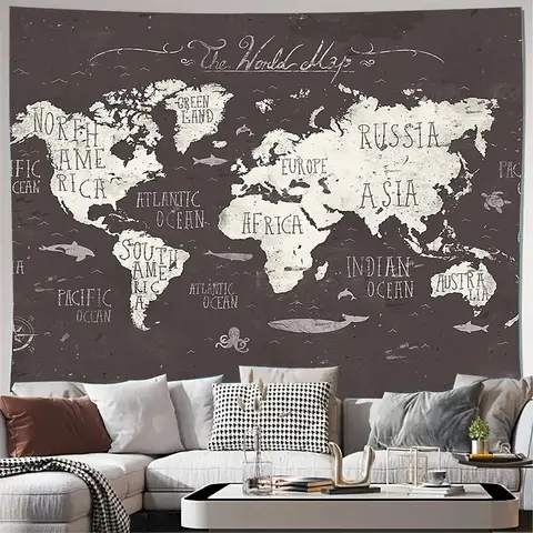 World Map TapestryOcean DecorTravel Theme Wall HangingBoho Room DecorGalaxy Space TapestryCelestial DecorBedroom AestheticDorm R