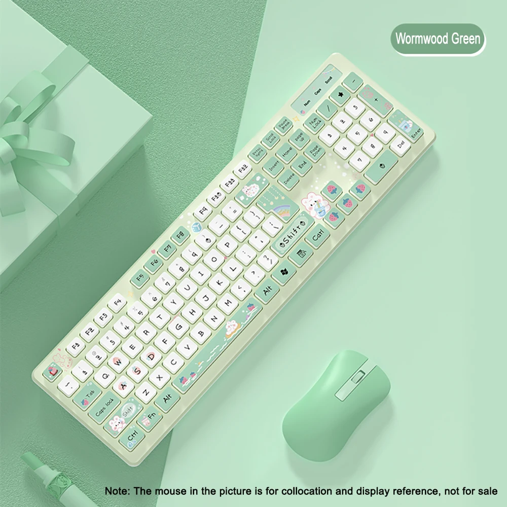 Kawaii Wired Keyboards Pink Wireless Keyboard Gaming Accessories Cartoon Cute Chocolate Mute Keyboard Notebook Desktop Computer