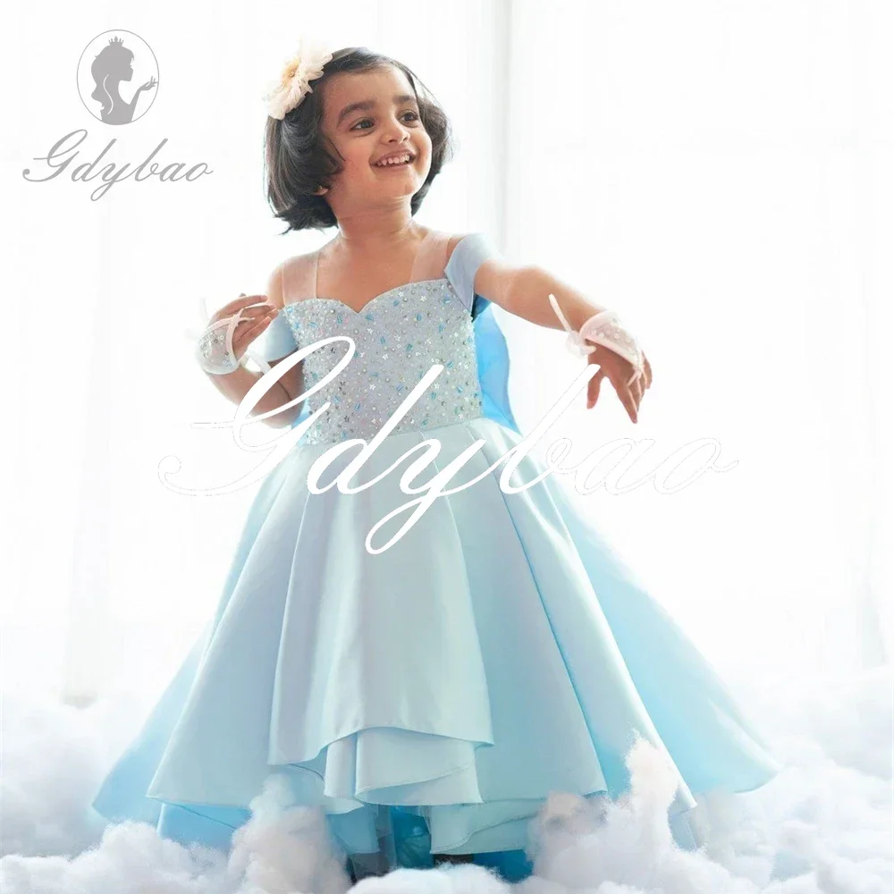 

Crystals Off The Shoulder Sleeveless Luxury Formal Flower Girl Dress Pleat Ankle Length First Communion Gown Customized 2025
