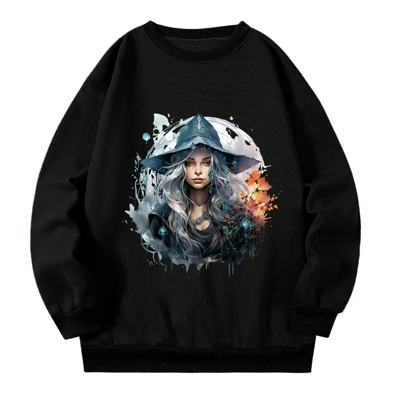 New Gothic Witch Womens Plus Size Sweatshirts Clothing American Vintage Sweatshirt Women Autumn Winter Pullover