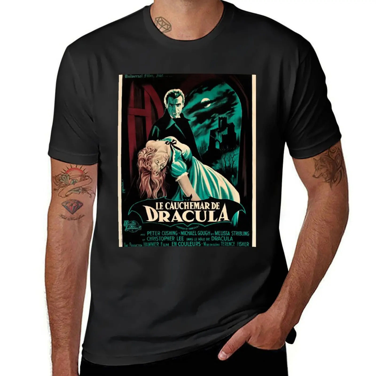

Dracula - 1958 Vintage Movie Poster T-Shirt animal prinfor boys for a boy sweat plus size men clothing