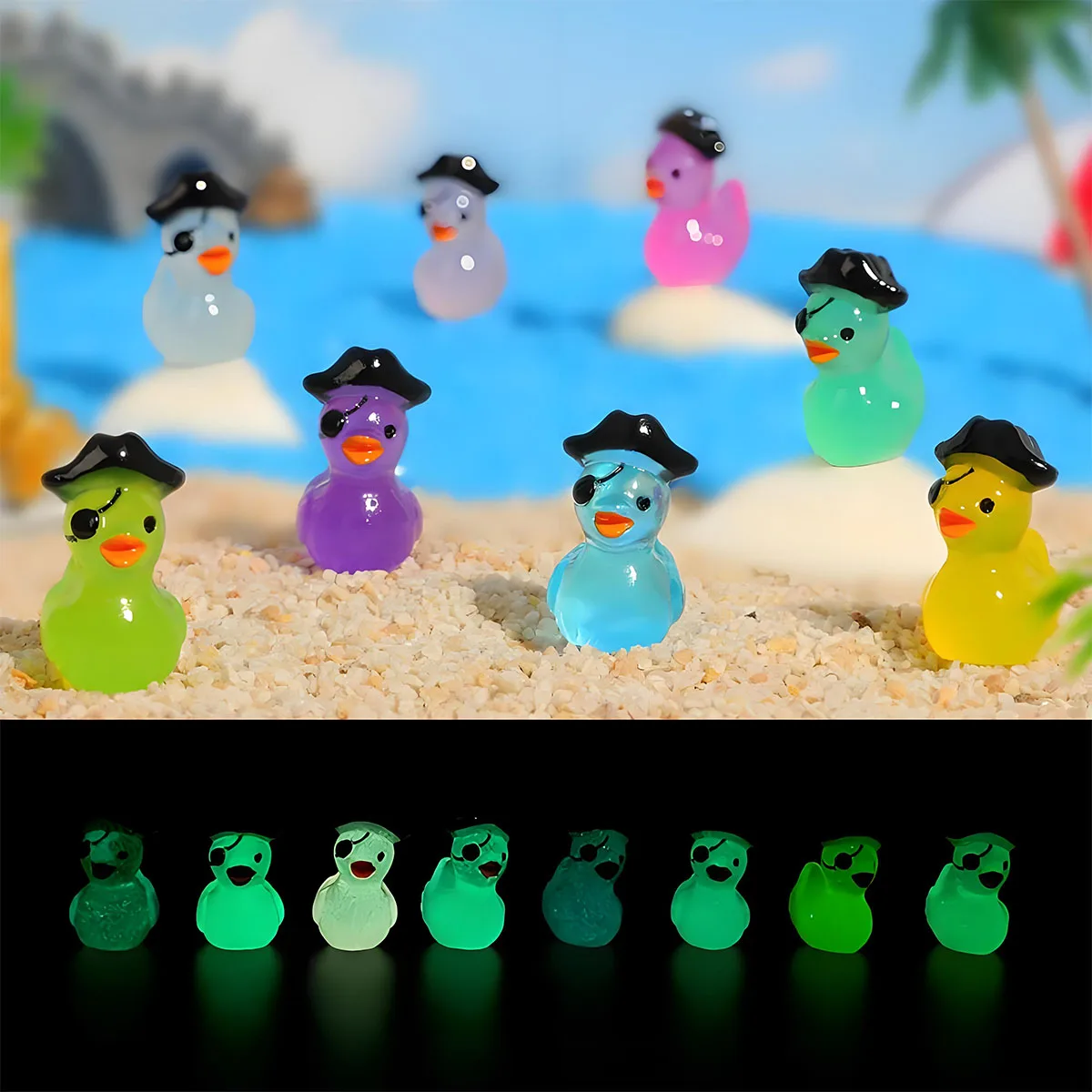 Figuras de pato pirata, Mini animales de resina para bricolaje, contenedor de vidrio para jardín de hadas, regalo de decoración, 10/20 piezas