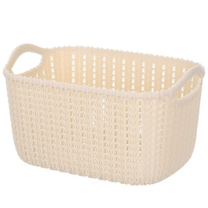 1Pc Imitation rattan storage basket Desktop storage basket sundry storage box snacks bathroom wash storage basket