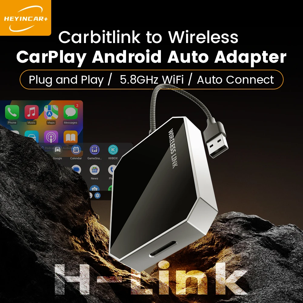 

New HEYINCAR Carbitlink to Wireless Carplay Android atuo adapter Baic Jetour Geely Chery for Smartlink Phonelink Easy connect