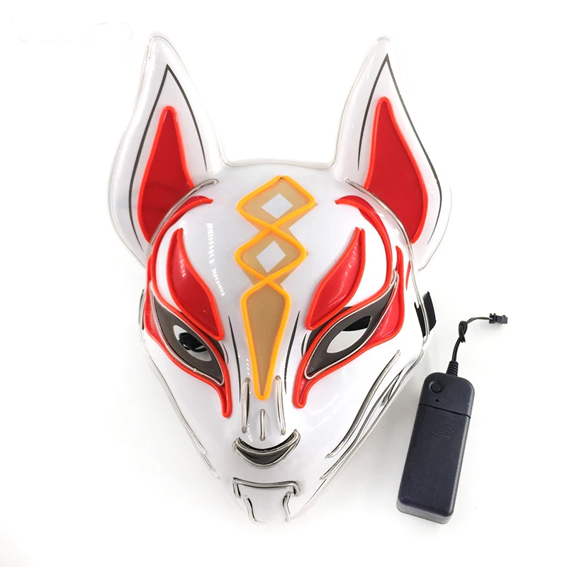 Halloween LED Fox Mask Full Face maschera luminosa incandescente Cosplay Party Supplies uomo donna Mascara Neon Light Mask Costume puntelli