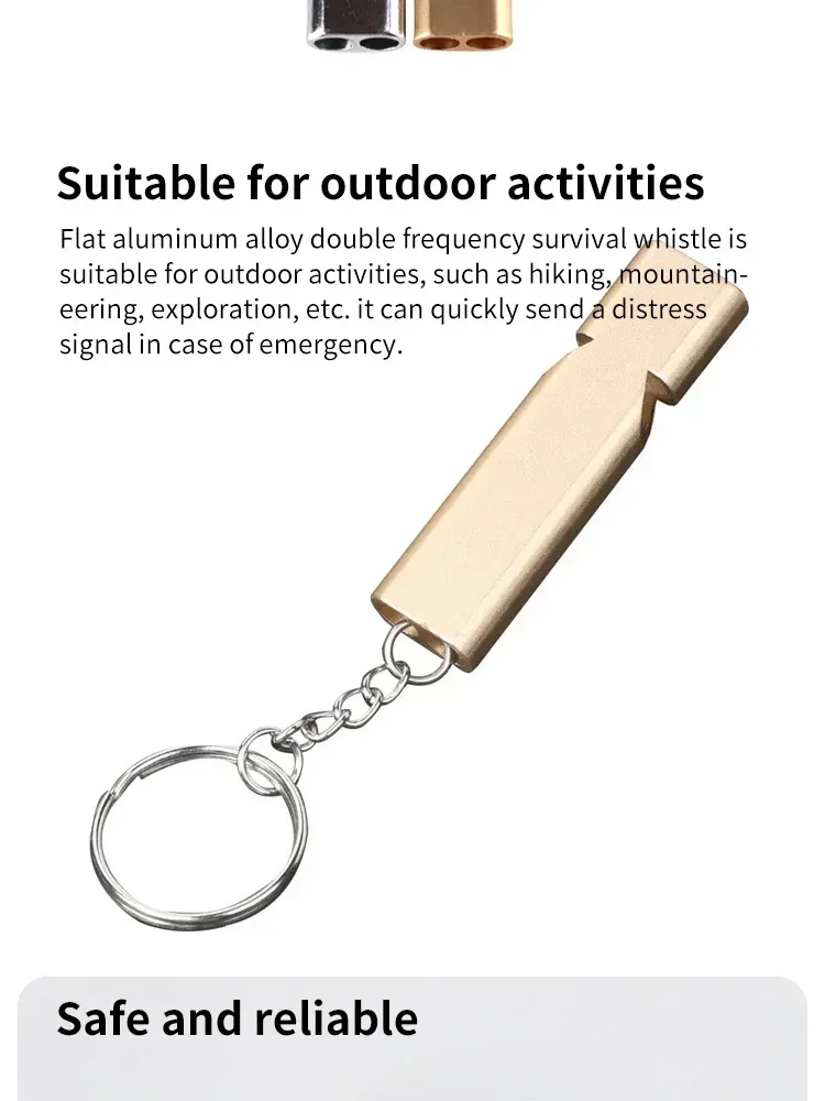 Pfeife Flache Aluminiumlegierung Dual Frequency Survival Doppelrohr Outdoor Survival Survival Whistle Ausrüstung Ausgestattet EDC-Werkzeug – Detail 7