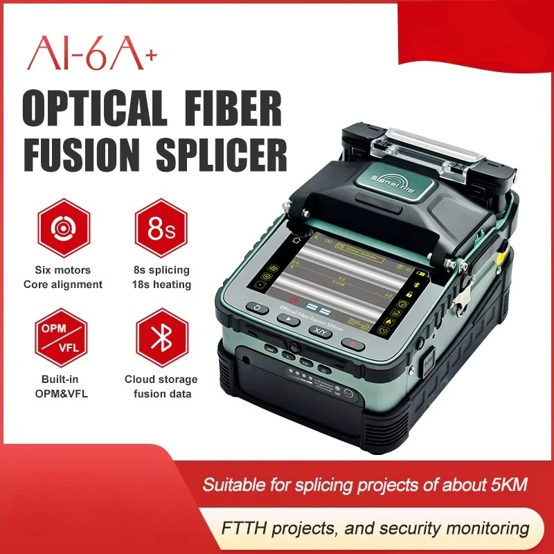 Signal Fire  AI-6A+ New Model  Splicer 6 Motors Core Alignment Optical Fiber fusion Splicer New and Stock with VFL and OPM