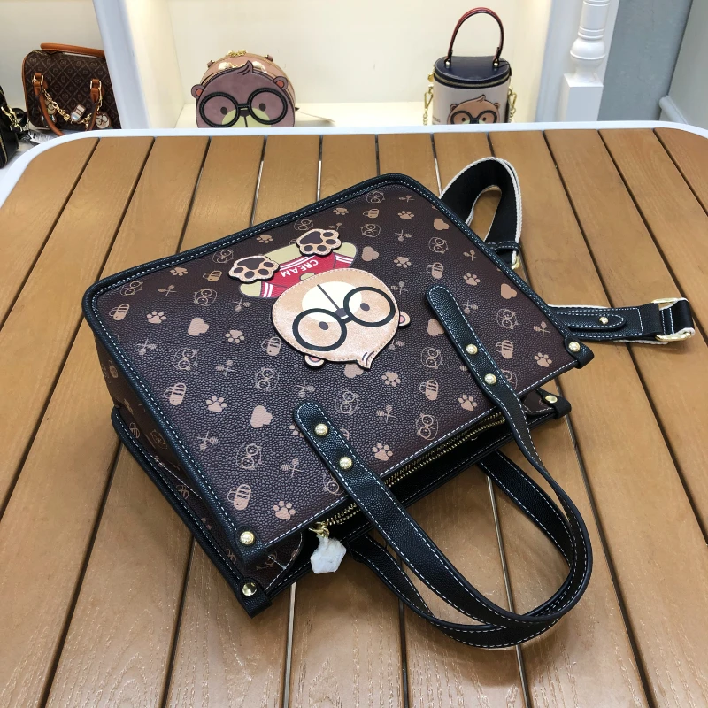 CREAM BEAR The Tote Bag Work Handbag Cartoon Cute Fashion Casual Commuter One Shoulder Bag Crossbody Bag for Women Trend 2024