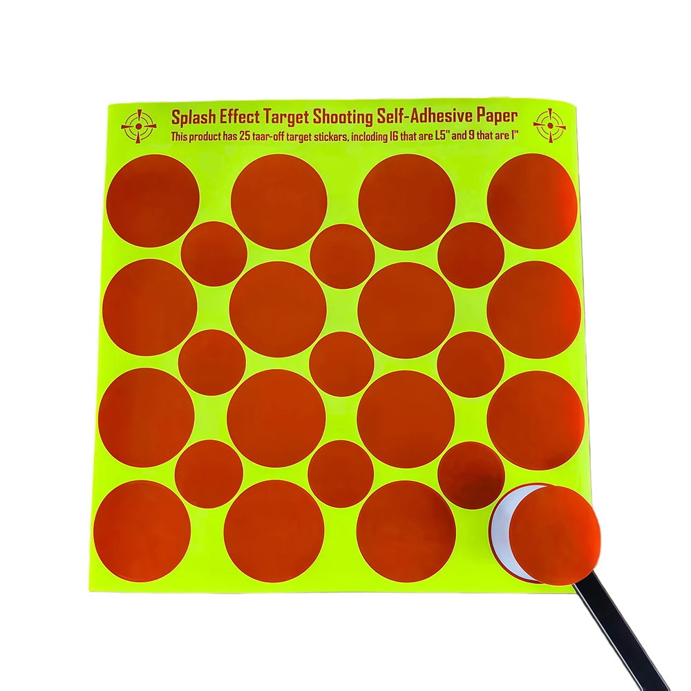 Reactive Splatter Replacement Dot Targets - 16 1.5-inch & 9 1-inch Dots per Sheet, Red or Black Color Options for Shooting,10Pcs view 4