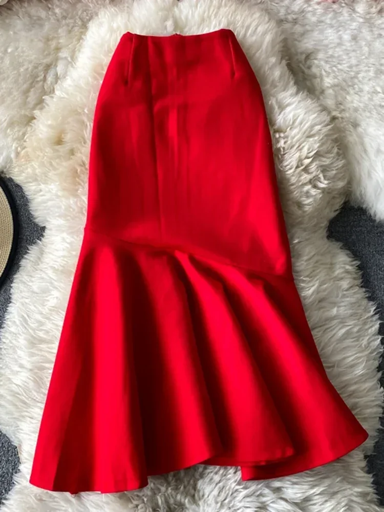 

Юбка-годе Женская эластичная, с высокой талией, выше колена, на весну и осень