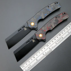 Hot sales ST2 Pocket Folding Knife Carbon Fibre Bicolor Blade Handle K110  EDC Steel Blade Tool  for Working  Camping Collection