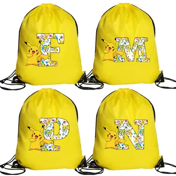 Pokemon pikachu saco de cordão esportes mochila à prova dwaterproof água pacote bolso terylene sacos basquete dos desenhos animados anime menino presente aniversário