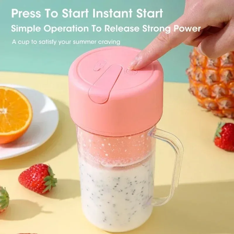 Portable USB Rechargeable 300ml Electric Juicer Cup with Straw Fruit Blender Bottle Smoothie Maker for Home Gym Outdoor Travel