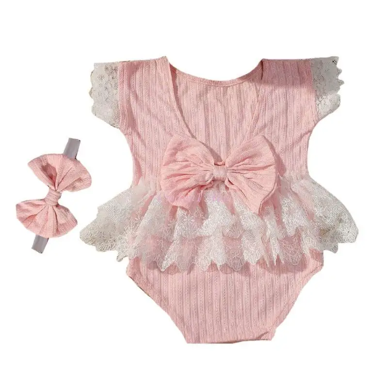 Y1UB ملابس تنكرية للأطفال للتصوير الفوتوغرافي وعصابة رأس ورومبير لحديثي الولادة دعائم للتصوير الفوتوغرافي ملابس للفتيات لالتقاط