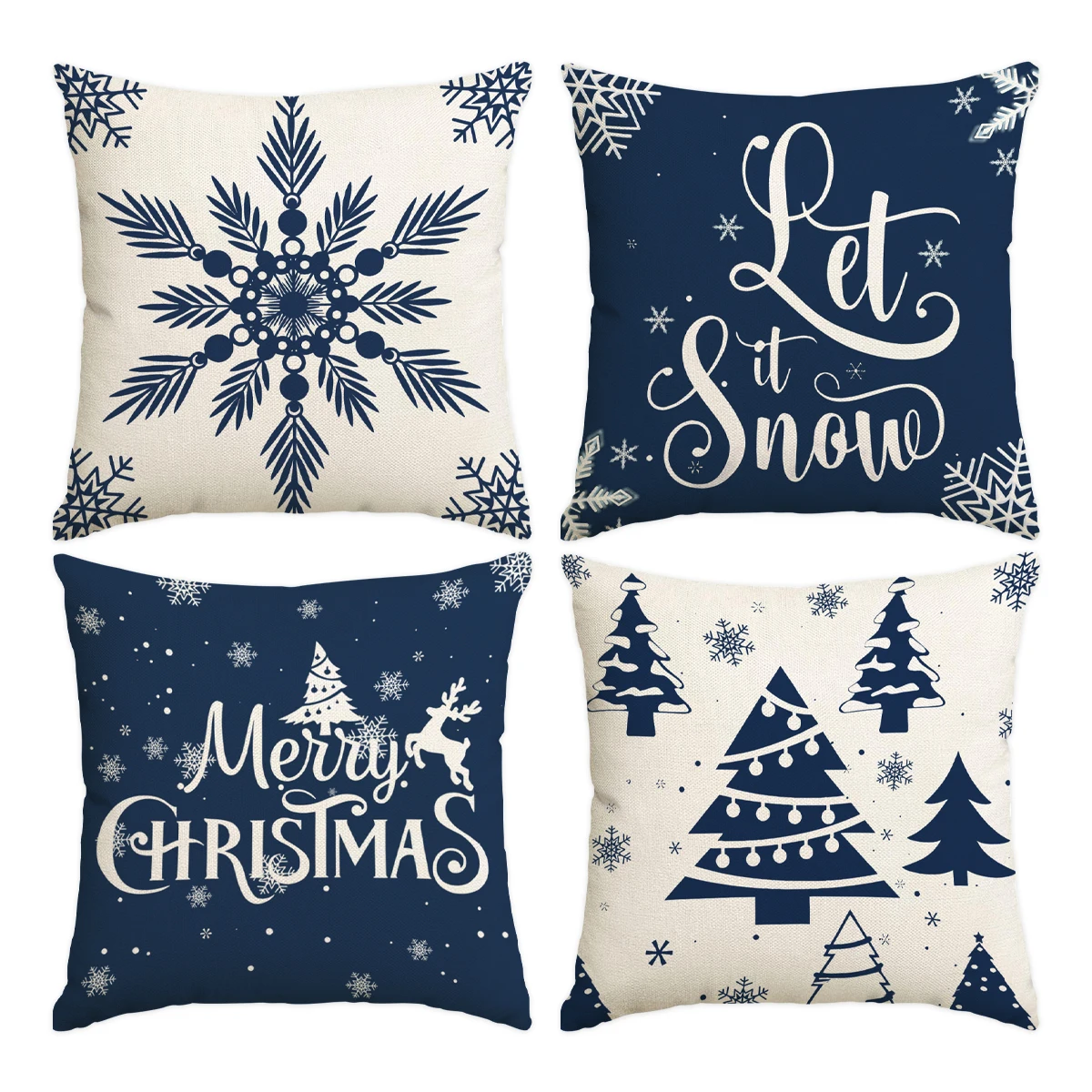Set of 4 Christmas Throw Pillow Covers, 18