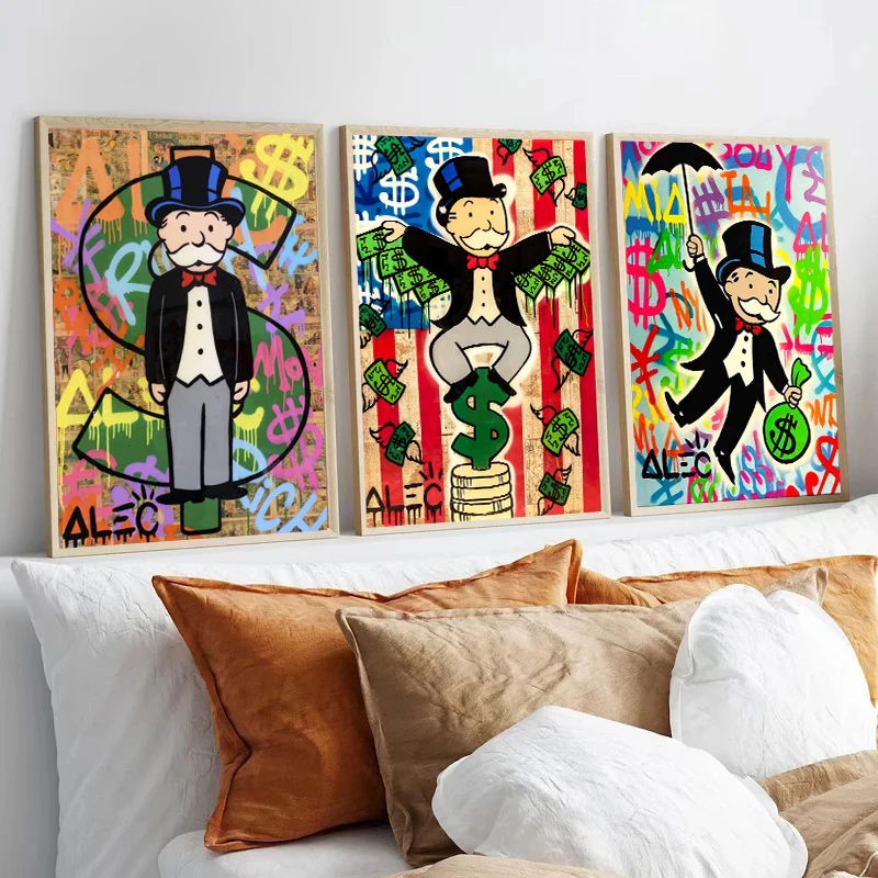 Fashion Alec Monopoly Millionaire Money Canvas Painting Modern Street Graffiti Wall Poster Prints Room Gifts Home Pictures Decor - view 2