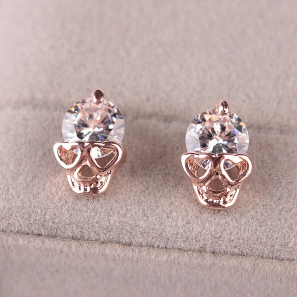 1 زوج حجر الراين الجمجمة أقراط للنساء هالوين القوطية مجوهرات كول بيان أقراط العصرية حفلة هدية التبعي