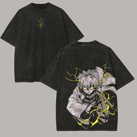 Zenitsu Demon Slayer Graphic T-shirt Manga Vintage Washed Oversized T Shirt Men Women Clothing Cotton Soft Short Sleeve Tees