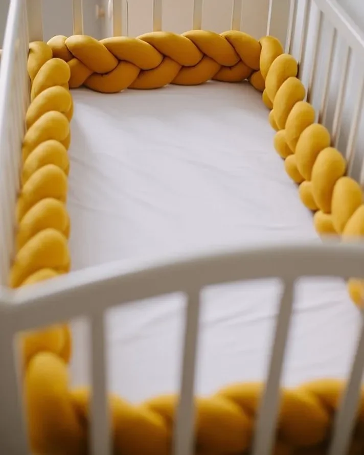 4M Knot Braid Bumper Infant Cradle Cot Protector Plush Pillow Cushion Crib Anti-collision Room Decor Baby Bed Bumper