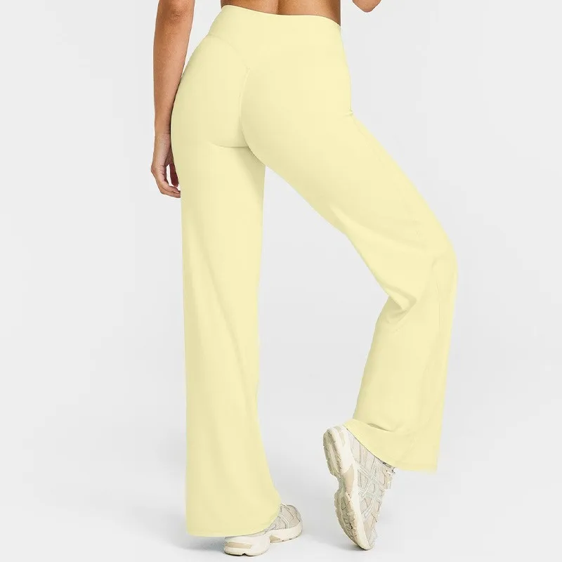 Sports Fitness Micro-flare Trousers For Women Breathable Yoga Suit High Waist Straight-leg Hip-Lifting GYM Pilates Running Pants