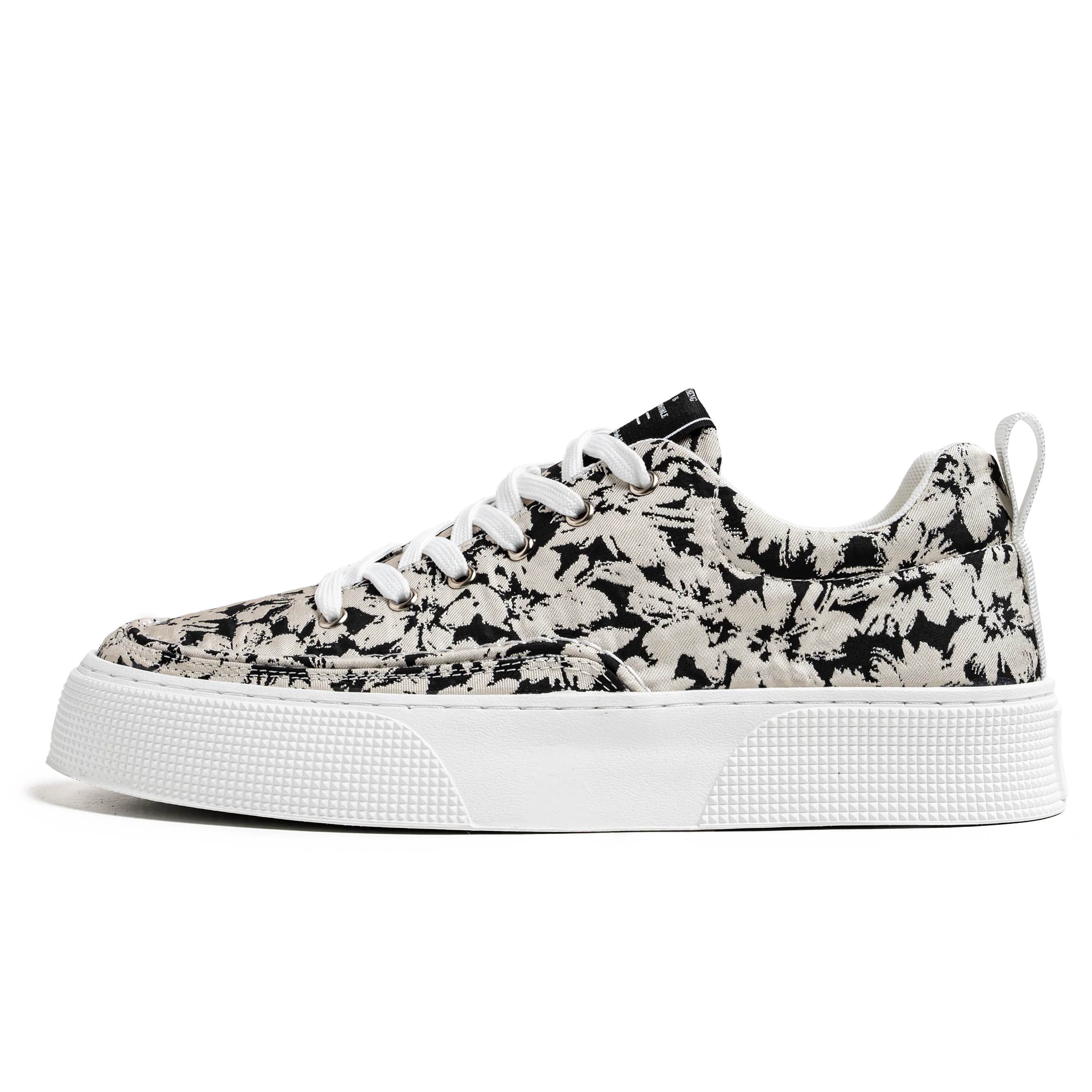 Men's Large Size Floral Canvas Sneakers, Fashion Low Top Lace Up Skate Shoes, Casual Daily Walking Shoes for Big Feet
