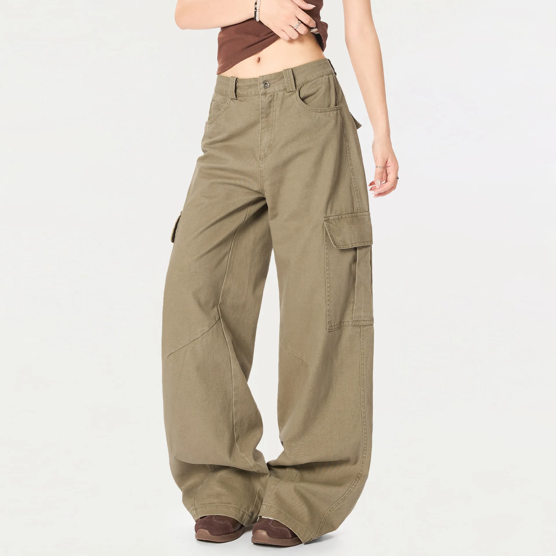 OR FL Barne Wind 100 Cotton Women Pants Street Trendy brand Cool and Cool Breeze Drooping Wide Leg Staraight Women's Casual Pant