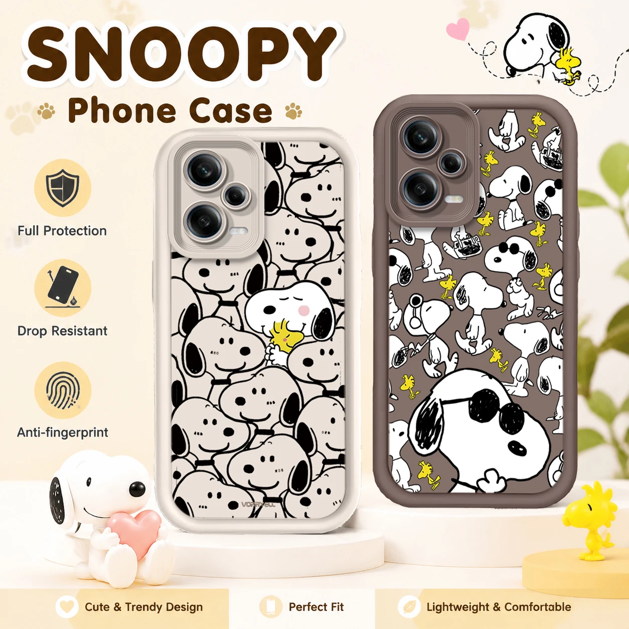 Capa de Celular Macia e Fofa com Tema de Anime Snoopy para Xiaomi Redmi Note 15 14 13 12 11 10 Pro Plus 5G 14S 12S 11S 10S 4G