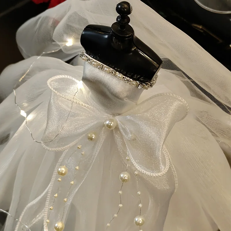 New Design 1/6 Mini Bride Wedding Gown Display Holder Mannequin Wedding Dress Set Doll Clothes with Stand Model Costume