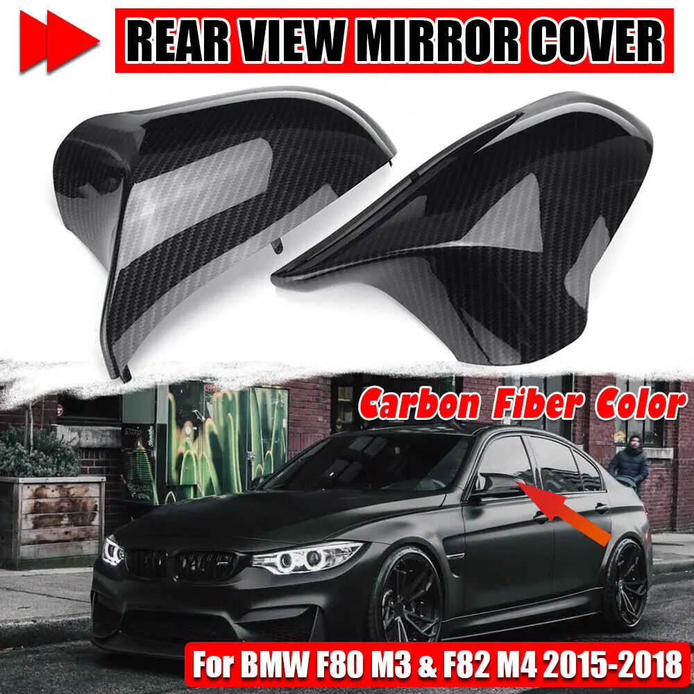 

1 Pair Carbon Look Car Side Mirror Cap Covers Rearview Mirror Cover Shell For BMW F80 M3 F82 M4 M2 2015 2016 2017 2018