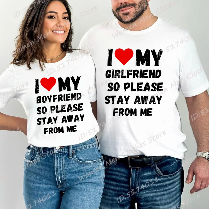 

I Love My Boyfriend & I Love My Girlfriend T-shirt Matching Couples Tee Shirts His And Her Casual Short Sleeve Crew Neck T Shirt