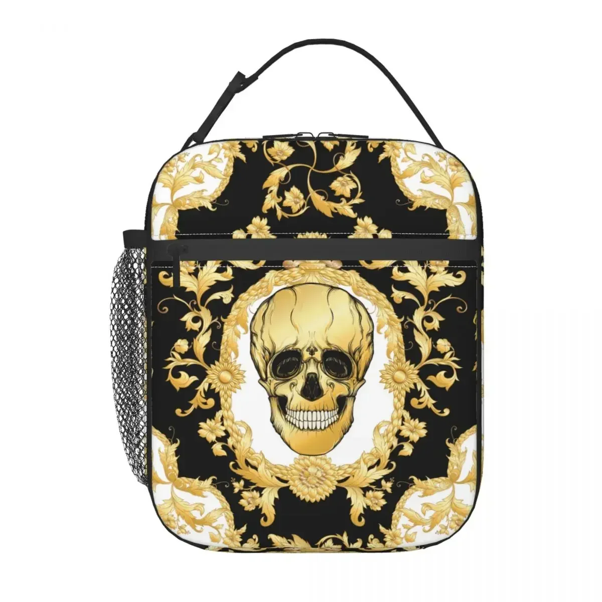 

Luxury European Skull Baroque Floral Insulated Lunch Bags Rococo Style Resuable Thermal Cooler Bento Box Kids School Children