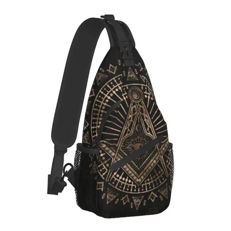 Cool Masonic Freemasonry Symbol Crossbody Sling Backpack Men Freemason Shoulder Chest Bags for Travel Cycling