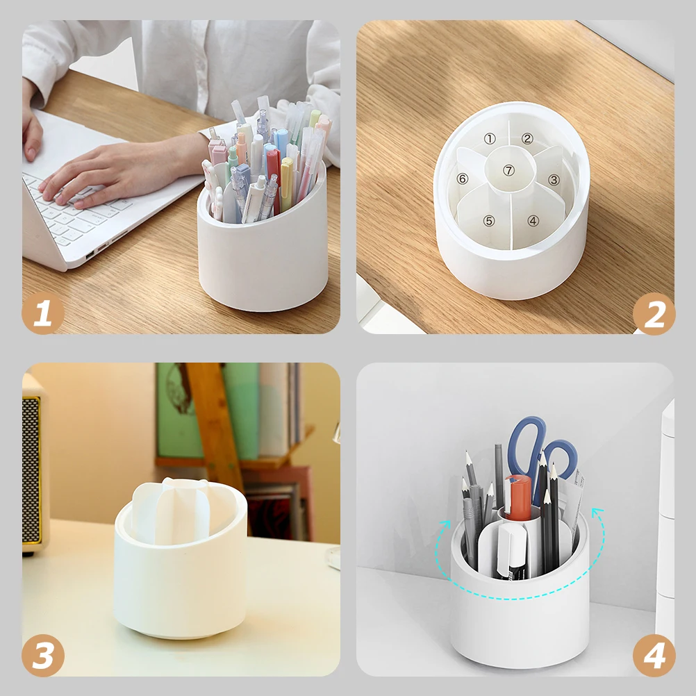 

Rotating Makeup Brush Pen Holder Desk ganizer Large Capacity Student Office Supplies Stationery Container PP Material Plastic