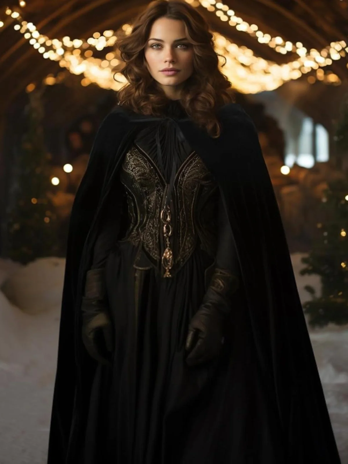 Ele Cappotto avvolgente con cappuccio Jaet Hepburn Sle con strato base Premium Feeling Costume da palcoscenico etnico in poliestere loween da donna