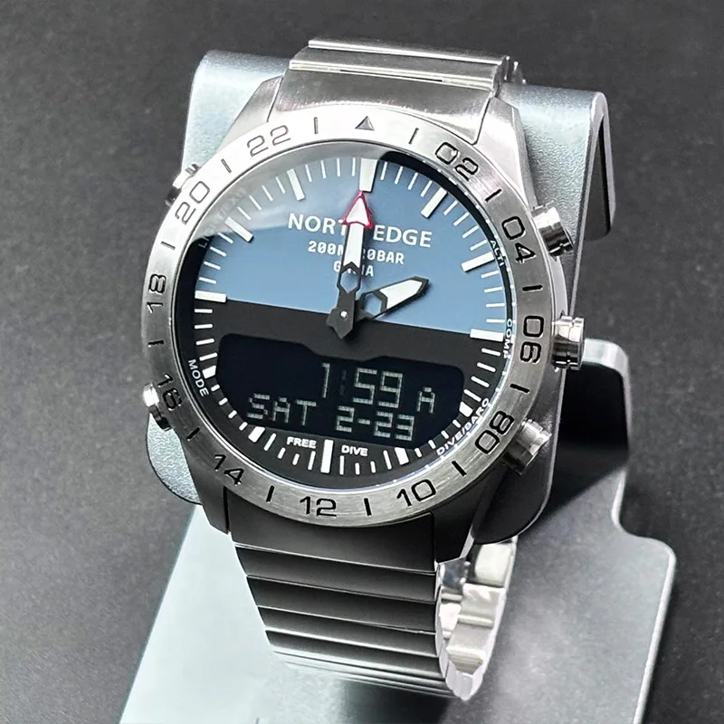 NORTH EDGE Mens Dive Watch Military Army Luxury Full Steel Smartwatch Compass Altimeter Barometer Digital Clock Waterproof 200m - view 4