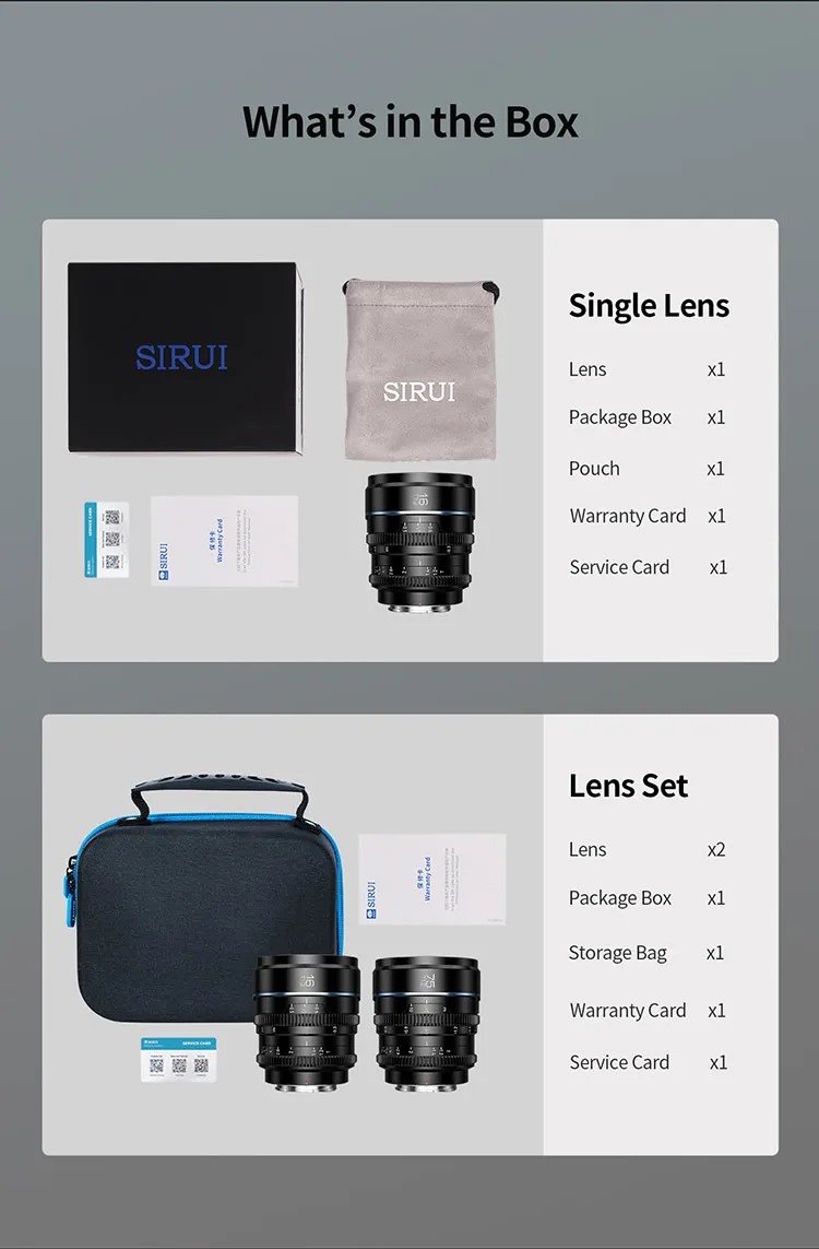 SIRUI Night Walker T1.2 S35 Cine-Objektiv 16mm, 24mm, 35mm, 55mm, 75mm Große Blendenöffnung Manuelles Fokus-Objektiv – Detail 14