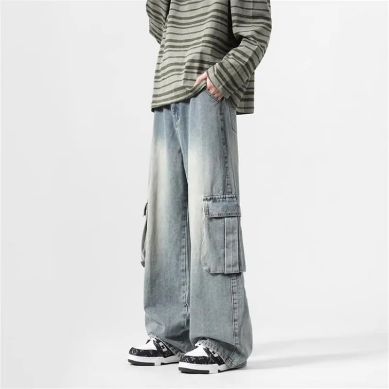Men's Jeans Classic Workwear Multiple Three-dimensional Pockets Straight tube Loose Fit Youth Motorcycle Casual Suitable Seasons