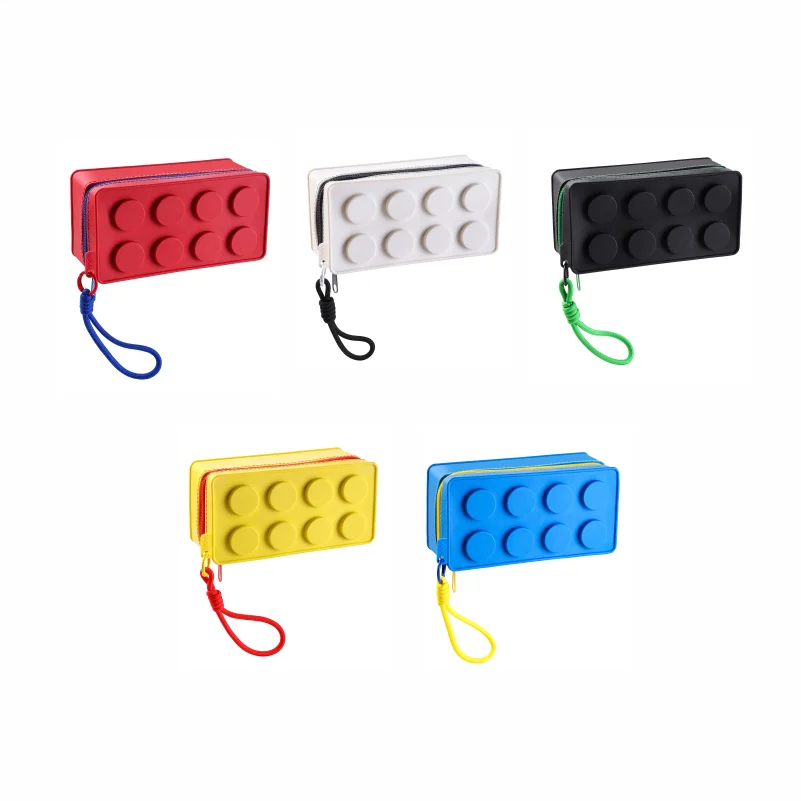 Creative Building Block Shaped Handbag Pen Storage Bag with Rope Portable Stationery Organizer Pencil Case Sundries Organizer