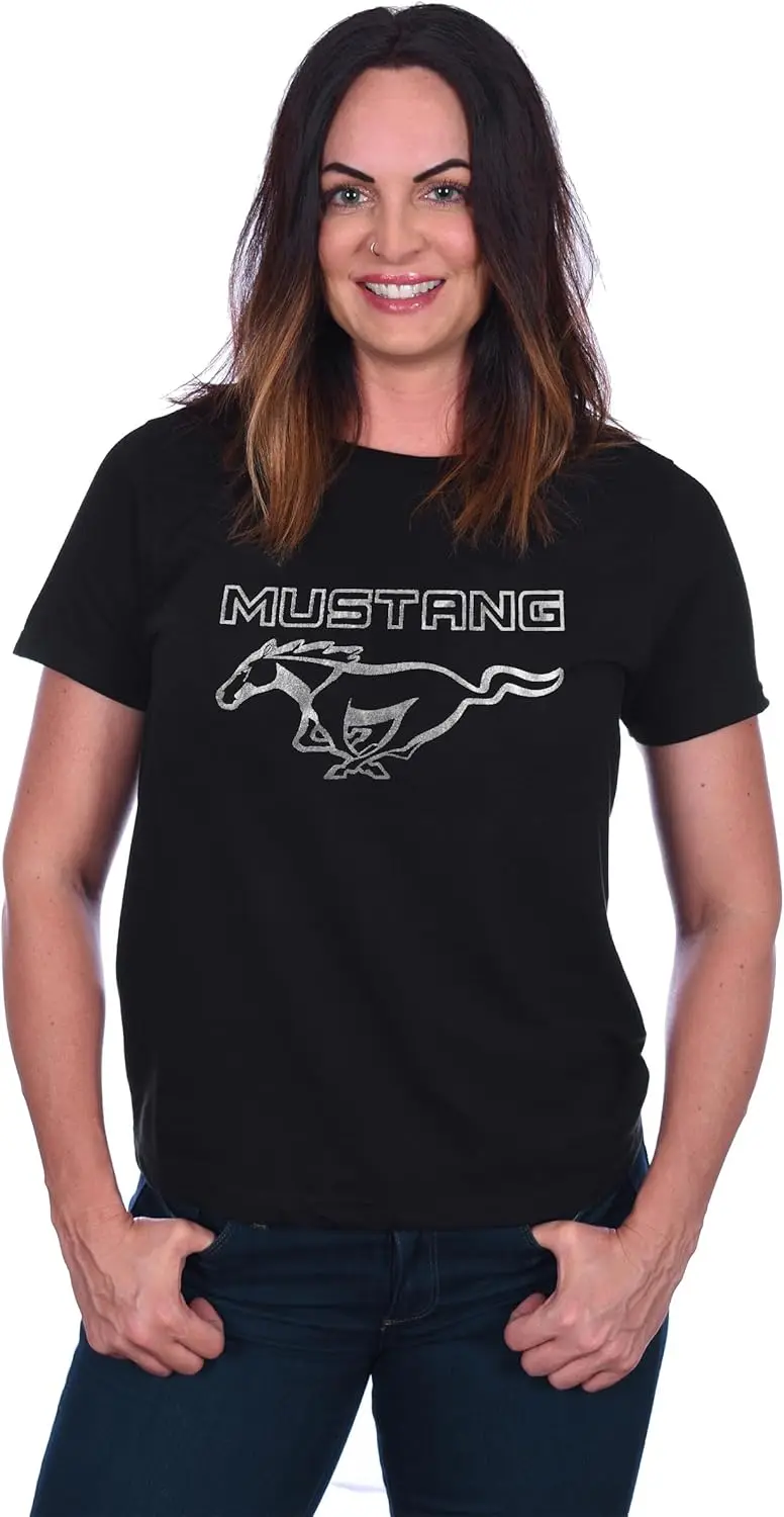 JH DESIGN GROUP Women's Ford Mustang Classic Emblem T-Shirt in 5 Colors