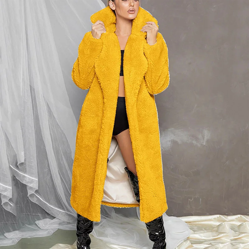 Faux Rabbit Faux Fur Coat Women Long Style Loose Lapel Fur Coat 2022 New Female Autumn Winter Plush Thick Warm Fur Coat