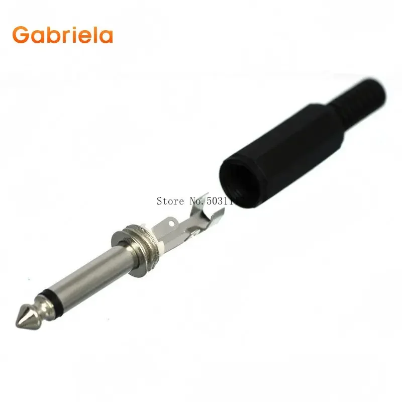 10 Pcs 6.35mm Jack Audio Plug Male 1/4" Mono Connector Jack Adapter 1/4 Inch TS audio phono tone TS guitar cable plug