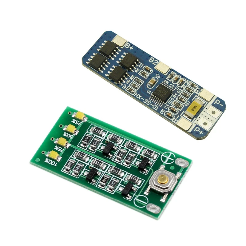 RISE-1Pcs 3S 11.1V 12V 12.6V Battery Capacity Indicator Module &1Pcs 3S 10A 12V Battery Charger Protection Board Module