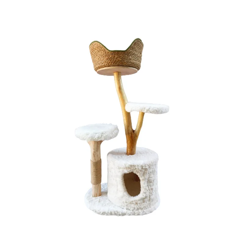 Climb  Cat Tree Scraper Tower Indoor Modern Cat Trees Solid Wood Climbing Cat House With Scratching Post