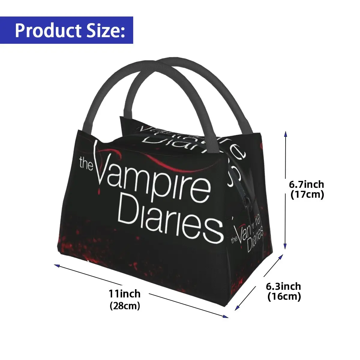 The Vampire Diaries Damon Salvatore Insulated Lunch Bag for School Bento Storage Food Boxes Portable Cooler Thermal Lunch Box